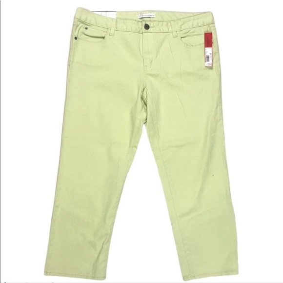 NWT French Connection 16 UK Style lime green crop‎ higher rise stretchy jeans - Picture 1 of 9